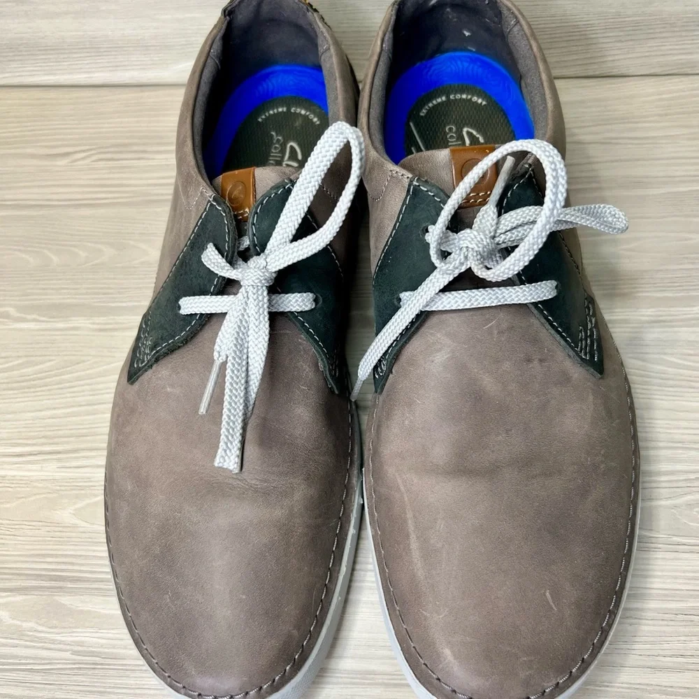 Clarks Brown and Green‎ Leather Loafers
